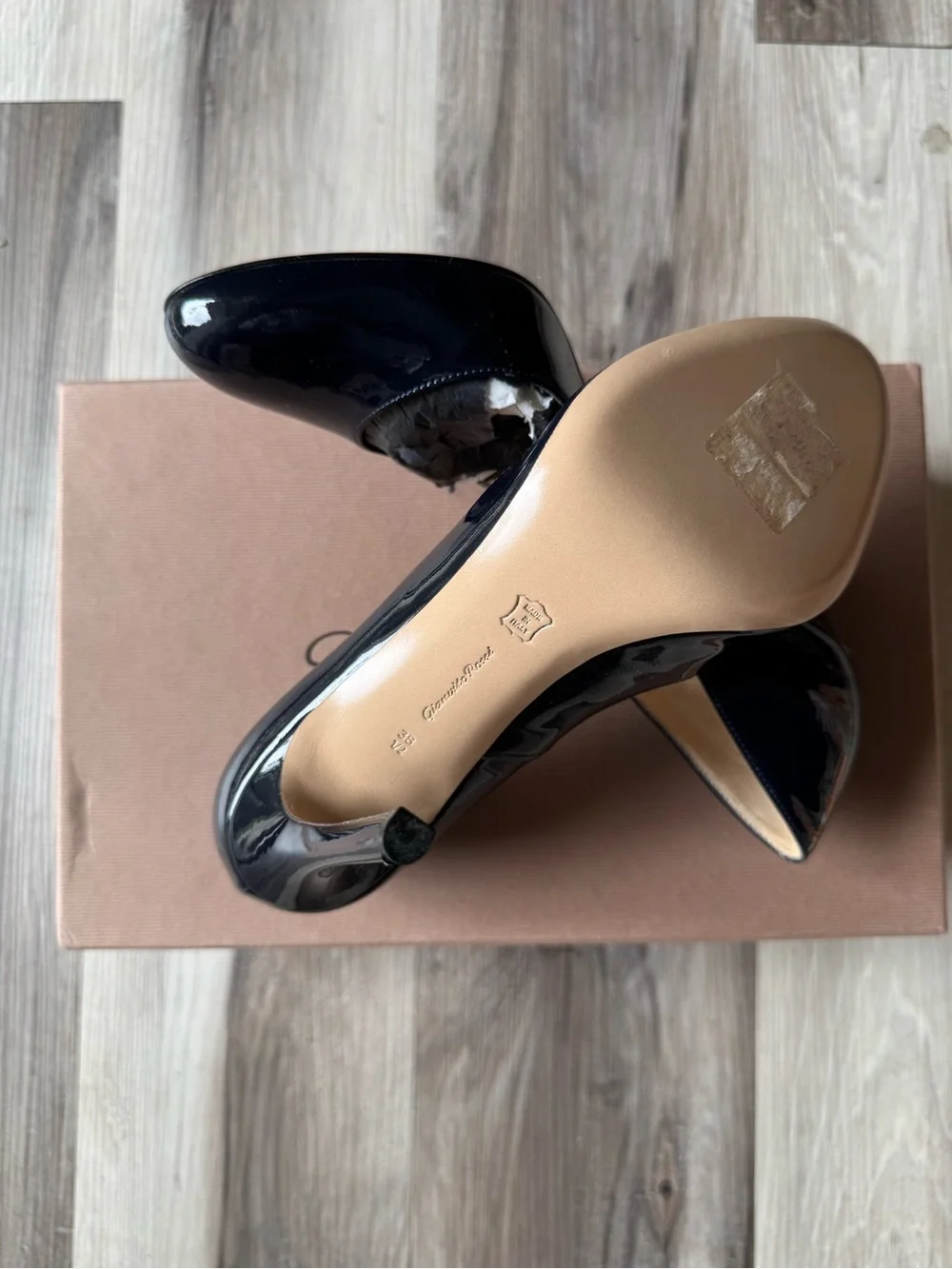 Gianvito Rossi Navy Patent Leather Pointed-Toe Pumps